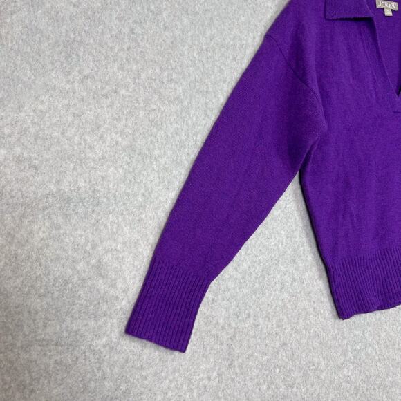 J. Crew Purple Collared V Neck Crop Sweater in Supersoft Yarn Size XS - Picture 4 of 7